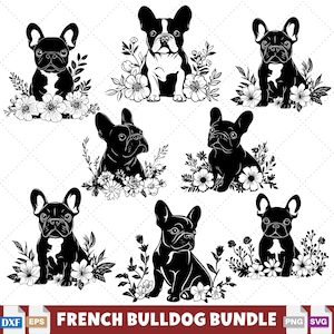 Niedliches Boho Französische Bulldogge SVG Bundle für Kunsthandwerk und DIY-Projekte Frenchie Design für Boho Hundeliebhaber Cricut & Lasergravur Hund Mama Geschenk.