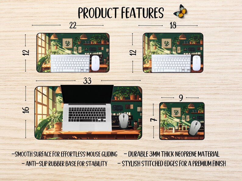 Studio Ghibli cozy coffee shop desk mat, aesthetic anime mouse pad featuring Ghibli lover art decor for Studio Ghibli fans.