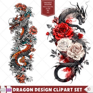 Japanese Dragon clipart featuring intricate designs for printable projects, dragon tattoos, and stencils. Ideal for crafting, printable designs, and creative tattoo ideas.