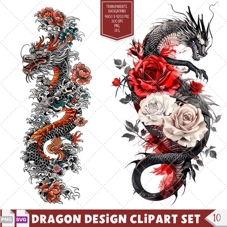 Japanese Dragon clipart featuring intricate designs for printable projects, dragon tattoos, and stencils. Ideal for crafting, printable designs, and creative tattoo ideas.