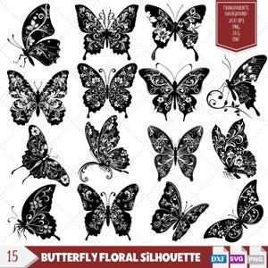 Vlinder SVG bundel Cricut silhouet snijden bestanden monarchvlinder clipart vliegende vlinder tattoo lasergravure inspirerende SVG.