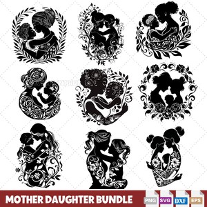 Pacote mãe e filha - 9 arquivos SVG, arquivo de gravação a laser "Melhor mãe de todos os tempos", arquivo SVG para mamãe, presente de reunião de família, projetos Cricut "Faça você mesmo".