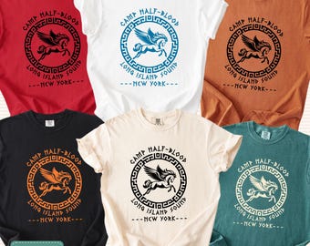 Camp Half Blood Shirt - Comfort Colors Garment-Dyed  Percy Jackson Camp Half-Blood Pegasus T-shirt - Mythology Icons.