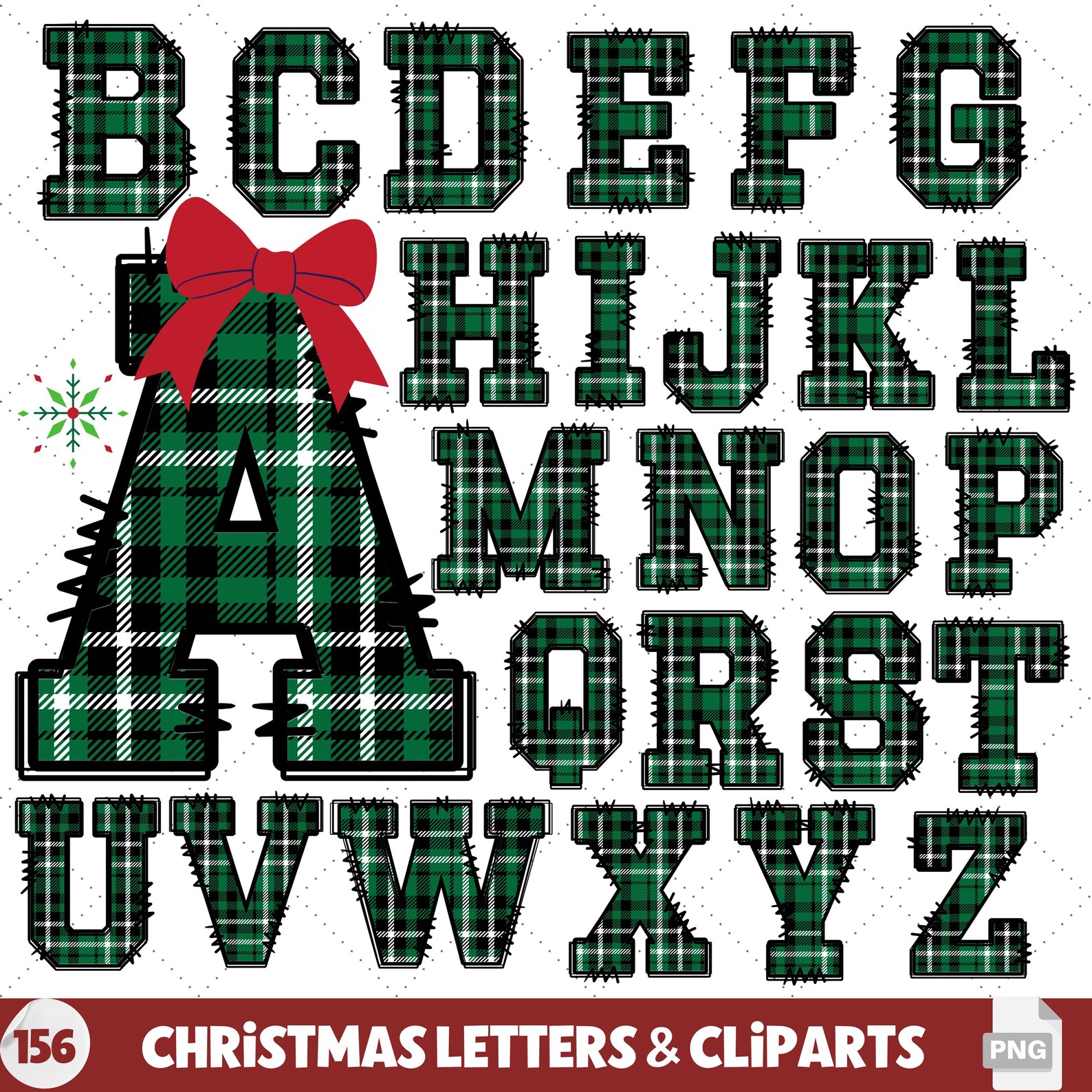 Tarten Lettering Tartan Christmas Doodle Alphabet Letters, Doodle Letters & Cliparts ...