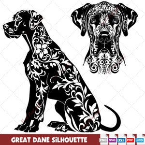 Delightful Great Dane SVG Set Laser Cut Dog Breed Designs, Great Dane Silhouette SVG Laser Cut Files Dog Grooming Gift.