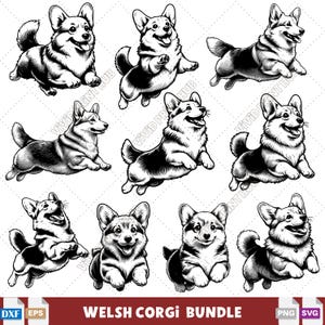 Silhouette de chien Welsh Corgi SVG Bundle pour Cricut et gravure laser Cadeau pour maman Corgi Running Corgi T-shirt et mug