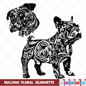 Bulldog bloemdessin, bulldog moeder SVG, gesneden bestand voor shirt en projecten, Bulldog svg png, ter nagedachtenis aan hond, trimmer cadeau, hond moeder cadeau