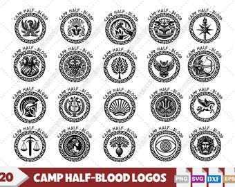 Pakiet Camp Hero-Blood 20 SVG, logo chaty Camp Hero-Blood PJO SVG Projekt chaty Herosów z mitologii greckiej na koszulki i gadżety, druk cyfrowy.