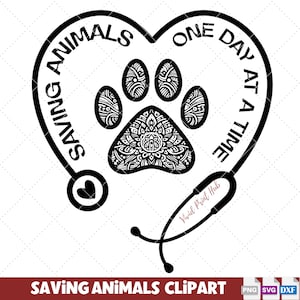 Clipart SVG per salvare gli animali, regalo per la toelettatura dei cani, idee per tecnici veterinari, regalo per mamme di cani, ciondolo con stetoscopio, amore fai da te per gli animali, salvataggio dei cani, file Cricut.