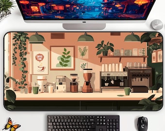 Ghibli Coffee Shop XXL Desk Mat, Anime Art Mouse Pad