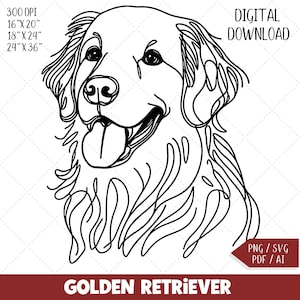Golden Retriever Dog Silhouette Clipart, Cute Puppy SVG & PNG, Custom Pet Portrait for Dog Mom Gift, Perfect Vinyl and Cricut Use.