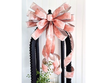 Pink Velvet Bow: Silver Lined Wired Ribbon, Valentine's Day Decor