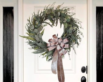 Large Velvet Bow, Silver/Dark Grey, Wired Ribbon Edges