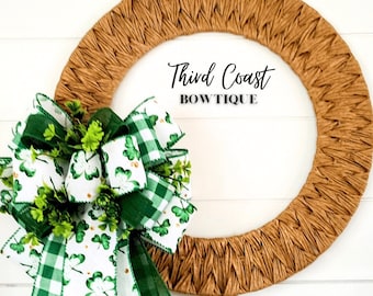 Large St. Patty's Day Decoration Bow 10x20in St. Patricks Day Wreath Bow