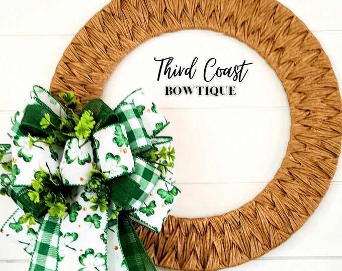 Large St. Patty's Day Decoration Bow 10x20in St. Patricks Day Wreath Bow