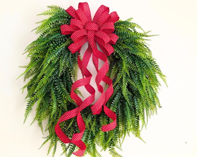 Red Polka Dot Valentine's Wreath Bow: Front Door Decor (8x20)