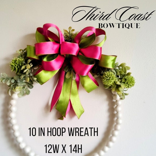 Sorority Inspired Wreath with Apple Green and Pink  - (AKA) Alpha Kappa Alpha / Delta Zeta Sorority Door Hanger