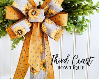 Sunflower Wired Ribbon Bow: Summer Lantern & Wreath Decor