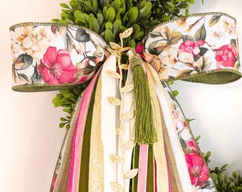 Floral Spring Summer Ribbon and Trim Bundle Wreath Bow