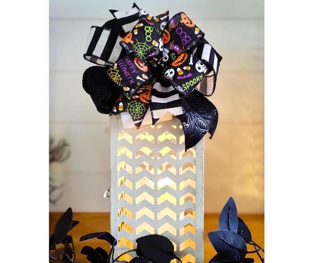 Multi-Ribbon Halloween Wreath Bow, Lantern Bow / Front Door Decoration FREE SHIPPING