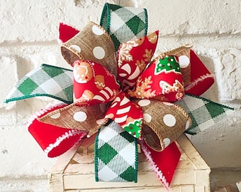 Gingerbread Christmas Bow: Multi-Ribbon Wreath or Lantern Decoration