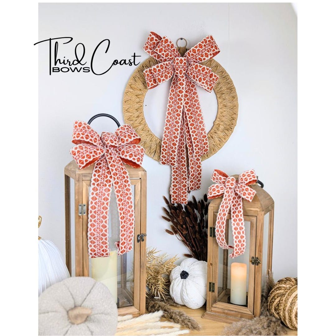 Burnt Orange Linen Ribbon Wreath Bow: Fall Wreath, Lantern Decor - Etsy