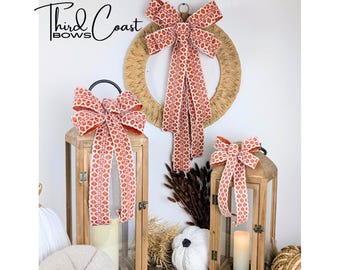 Burnt Orange Linen Ribbon Wreath Bow: Fall Wreath, Lantern Decor