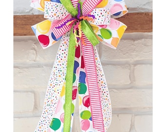 Fun Bright Birthday Bow: Wired Ribbon Party Decoration and Gifts