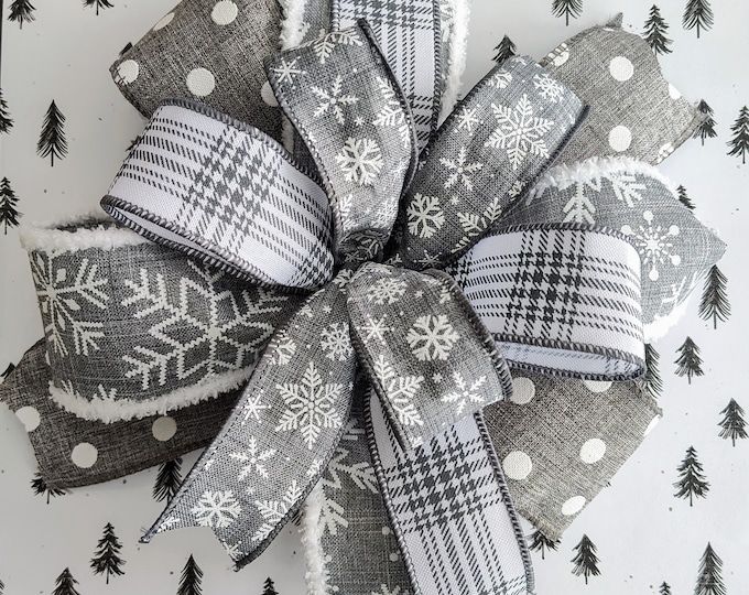 8x8 Gift Bow Handmade Holiday Christmas Bow use as a Wreath Bow, Lantern Bow, Ready to Ship!