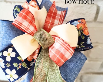 Floral Wreath Bow: Spring/Summer Decor - 3 Sizes