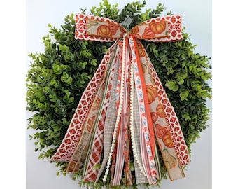 Thanksgiving Bow Fall Print Ribbon Bundle for Medium to Large Wreaths