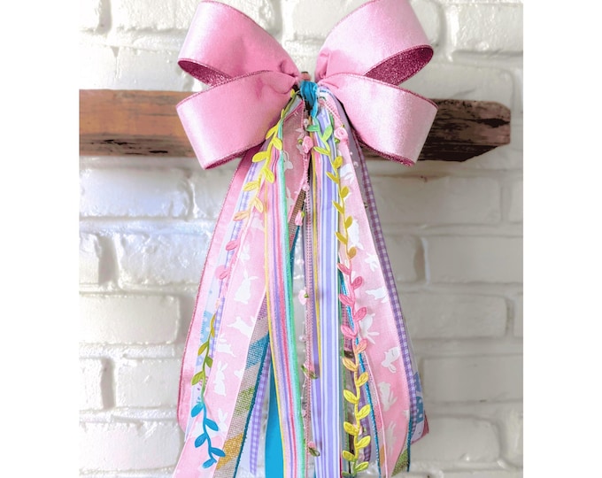 Easter Wreath Bow Multi Ribbon and Trim Bundle Pink Velvet