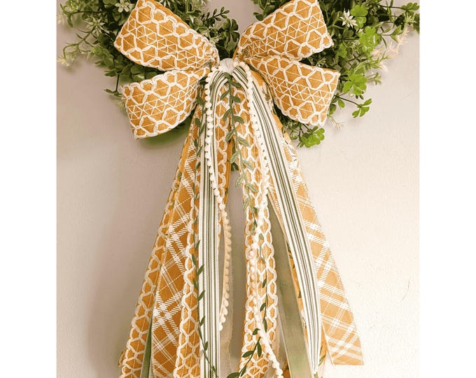 Sunflower Yellow Magnolia Ribbon Bow Trim Bundle Spring Summer Easter Decor