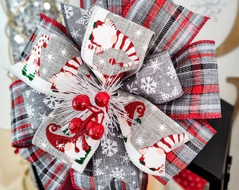 Handmade Gnome Christmas Bow: Plaid Holiday Wreath Decor