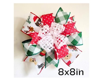 Dog Print Christmas Bow: Holiday Wreath, Lantern, or Tree Topper
