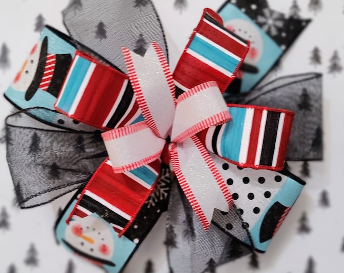 8x8 Gift Bow Handmade Holiday Christmas Bow use as a Wreath Bow, Lantern Bow, Ready to Ship!