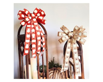 Fall Pumpkin Bow: Elegant Wired Ribbon, Orange or Beige - 9x16in