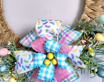 8x8 Easter Pastels Bow Great gift for her, Gift for Easter, Lantern Bow, Wreath Bow, Easter Basket Decoration