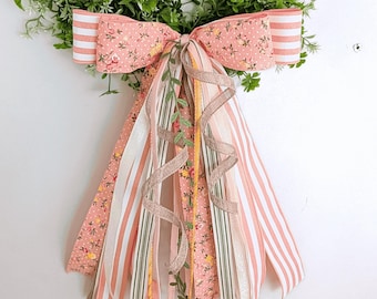 Peach Easter Spring Summer Ribbon and Trim Bundle Bow