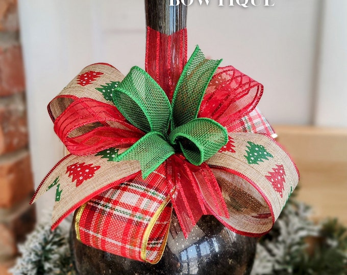 8x8 Gift Bow Handmade Holiday Christmas Bow use as a Wreath Bow, Lantern Bow, Ready to Ship!