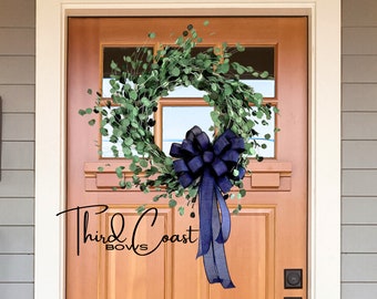 10x22in Large Navy Blue Bow Shipped Fluffed and Ready to Hang