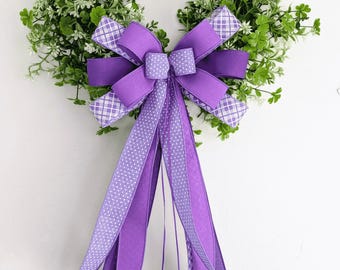 Lilac Lavender Floral Wreath Bow: Spring Summer Decor