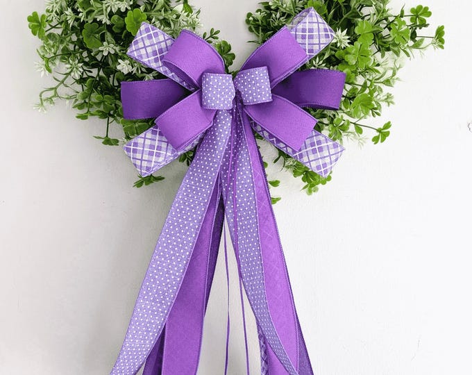 Lilac Lavender Floral Wreath Bow: Spring Summer Decor