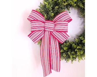 11x16 Valentine's Red White Striped Canvas Wreath Bow Front Door Decor, Free Shipping