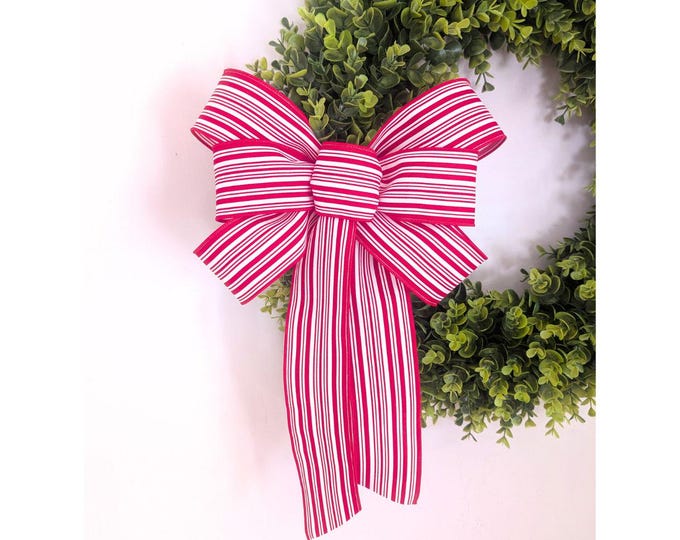 11x16 Valentine's Red White Striped Canvas Wreath Bow Front Door Decor, Free Shipping