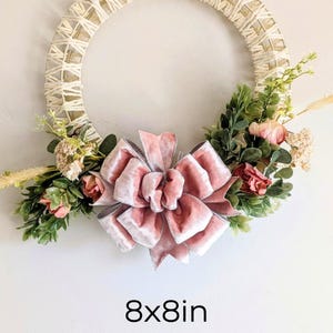 Pink Velvet Wreath Bow: 8x8in Wired Ribbon Lantern Bow