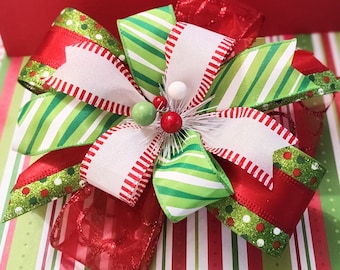 8x8 Gift Bow + Extra Ribbon for Wrapping Handmade Holiday Christmas Bow Wreath Bow, Lantern Bow, Ready to Ship!