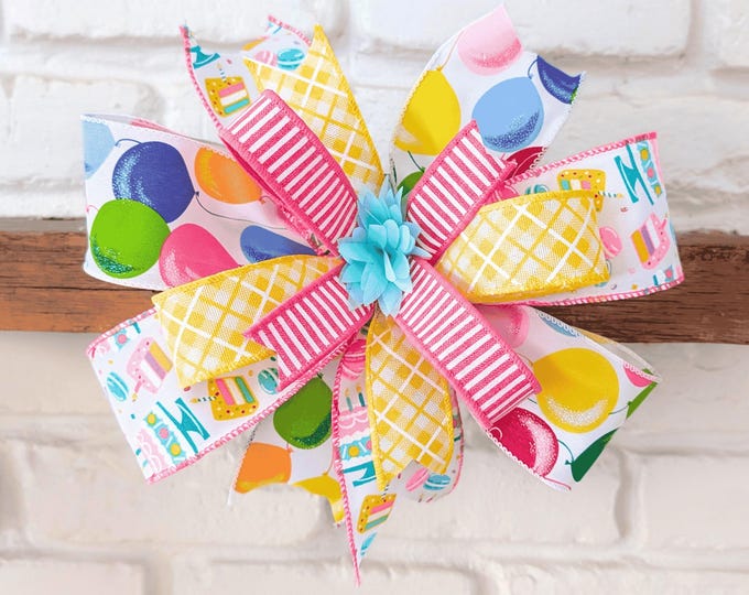 Large Festive Birthday Bow: Wired Ribbon Party Decoration and Gifts
