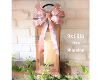 9x16in Pink Velvet Wired Ribbon Bow: Silver Lined Christmas Tree Topper Wreath Lantern Decor