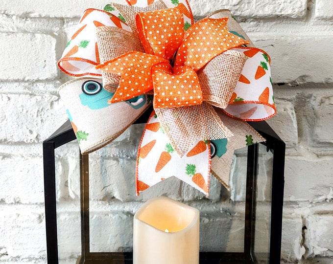 2 Sizes Easter Vintage Truck w/ Bunny and Carrot Wreath Bow Lantern Bow